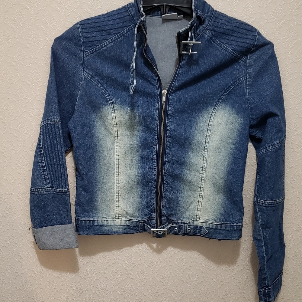 Quiz distressed denim jacket size UK12/ USA 10